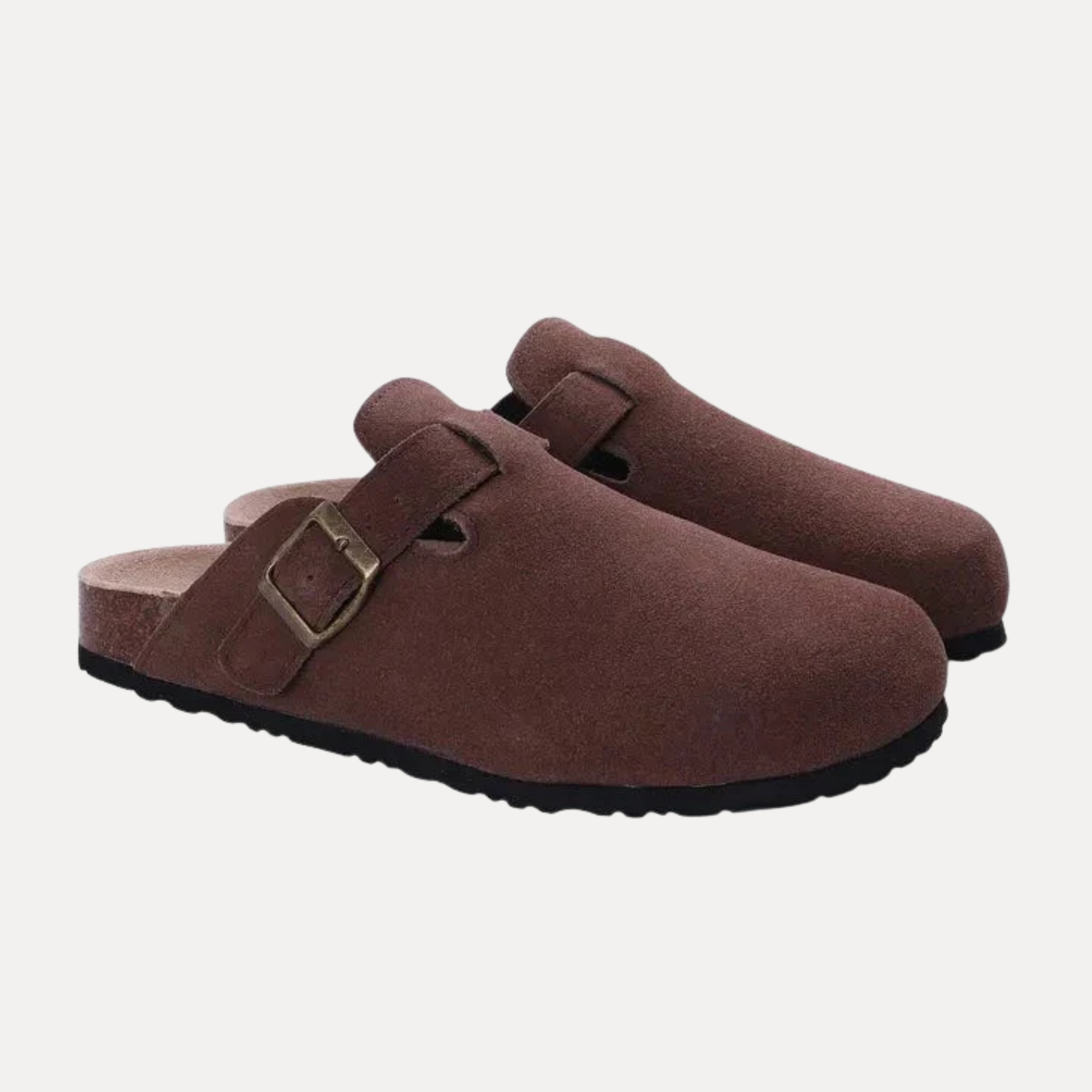 Suede Buckle Clogs